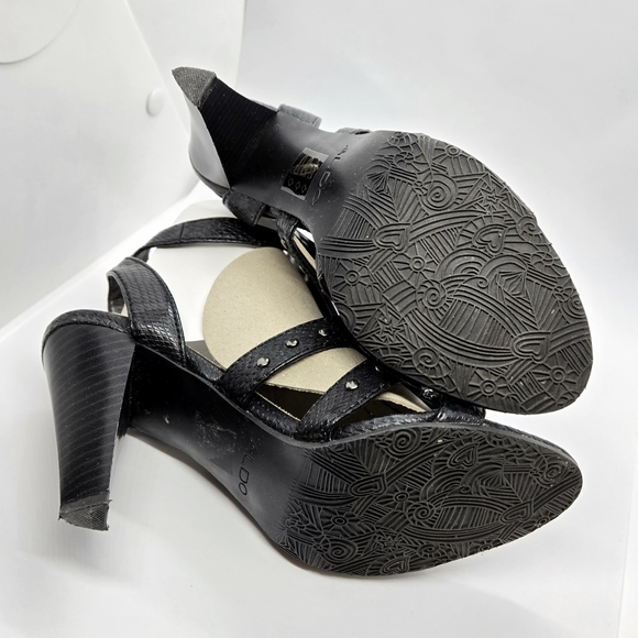 Aldo Unique Black Strappy High Heel Pump With Stud Decoration - Picture 9 of 9